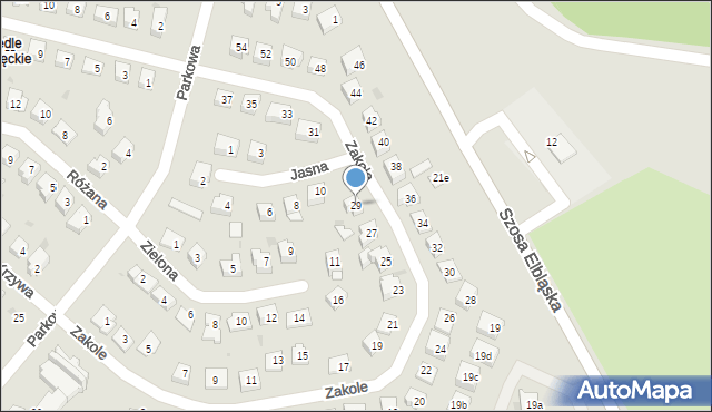 Ostróda, Zakole, 29, mapa Ostróda