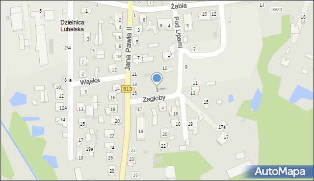 Ostrów Lubelski, Zagłoby Jana Onufrego, 3, mapa Ostrów Lubelski