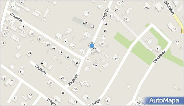 Ostrów Mazowiecka, Zagłoby Jana Onufrego, 23, mapa Ostrów Mazowiecka