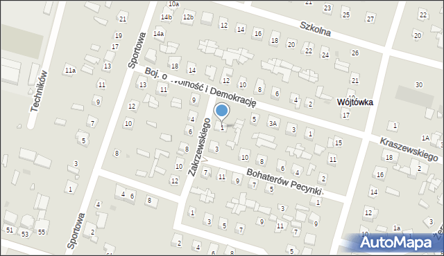 Ostrów Mazowiecka, Zakrzewskiego Jana, 1, mapa Ostrów Mazowiecka