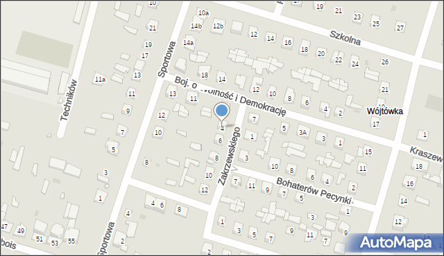 Ostrów Mazowiecka, Zakrzewskiego Jana, 4, mapa Ostrów Mazowiecka