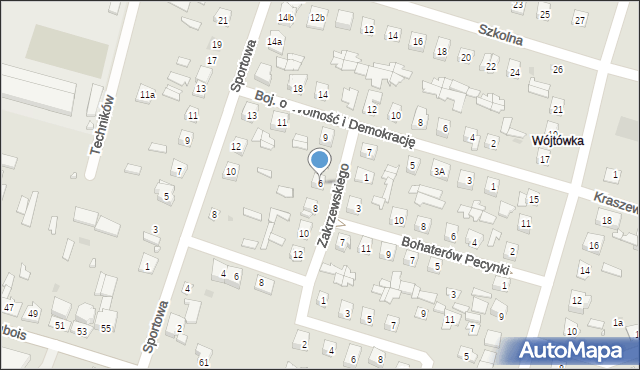 Ostrów Mazowiecka, Zakrzewskiego Jana, 6, mapa Ostrów Mazowiecka