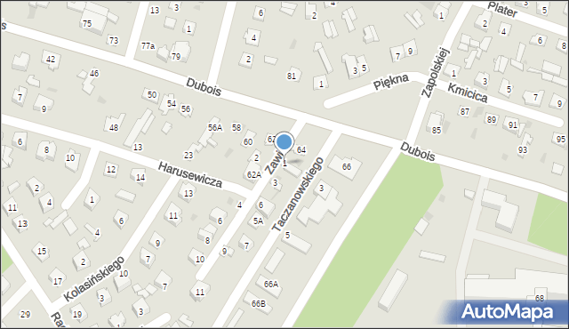 Ostrów Mazowiecka, Zawiszy, 1, mapa Ostrów Mazowiecka