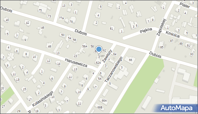 Ostrów Mazowiecka, Zawiszy, 2, mapa Ostrów Mazowiecka