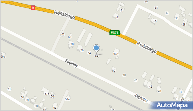 Ostrowiec Świętokrzyski, Zagłoby Jana Onufrego, 52, mapa Ostrowiec Świętokrzyski