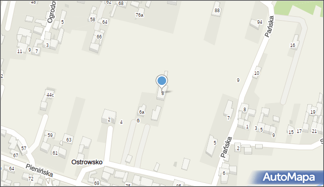 Ostrowsko, Za Potokiem, 8, mapa Ostrowsko