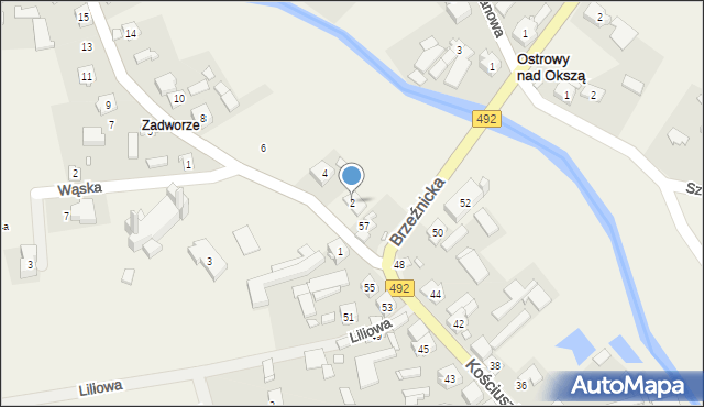 Ostrowy nad Okszą, Zadworna, 2, mapa Ostrowy nad Okszą
