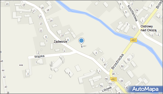 Ostrowy nad Okszą, Zadworna, 6, mapa Ostrowy nad Okszą