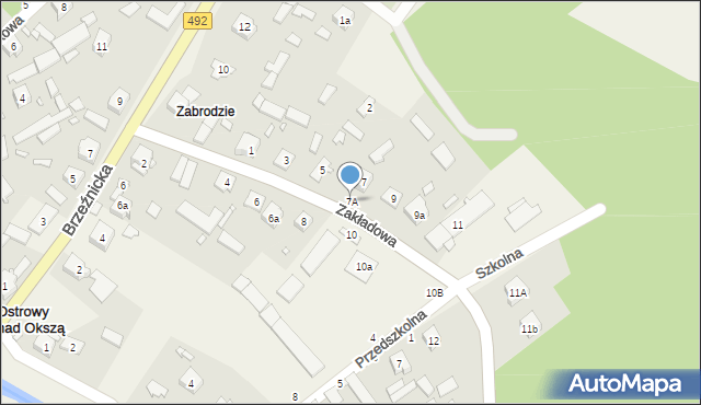 Ostrowy nad Okszą, Zakładowa, 7A, mapa Ostrowy nad Okszą