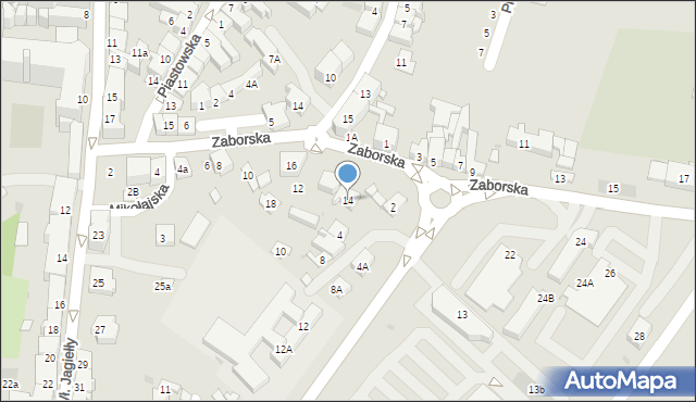 Oświęcim, Zaborska, 14, mapa Oświęcimia