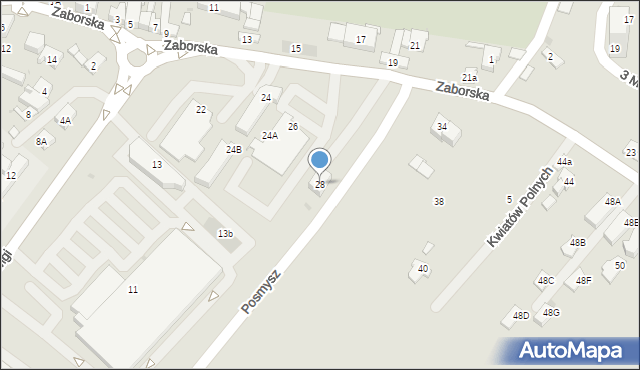 Oświęcim, Zaborska, 28, mapa Oświęcimia