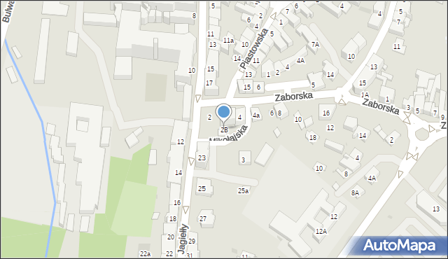 Oświęcim, Zaborska, 2B, mapa Oświęcimia