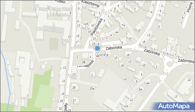 Oświęcim, Zaborska, 4a, mapa Oświęcimia