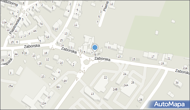 Oświęcim, Zaborska, 9, mapa Oświęcimia