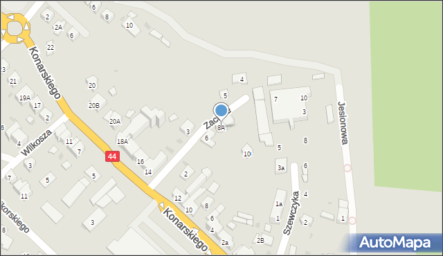 Oświęcim, Zacisze, 8A, mapa Oświęcimia