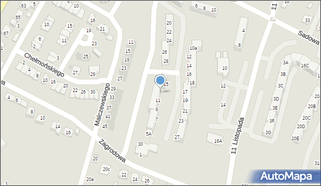 Oświęcim, Zagrodowa, 13, mapa Oświęcimia