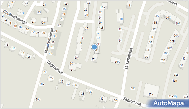 Oświęcim, Zagrodowa, 25, mapa Oświęcimia