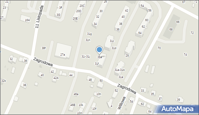 Oświęcim, Zagrodowa, 31e, mapa Oświęcimia