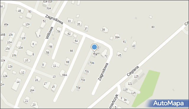 Oświęcim, Zagrodowa, 70a, mapa Oświęcimia