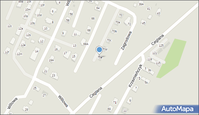 Oświęcim, Zagrodowa, 70e, mapa Oświęcimia