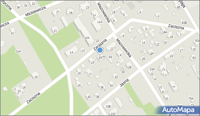 Otwock, Zaciszna, 13, mapa Otwock