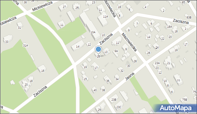 Otwock, Zaciszna, 15, mapa Otwock