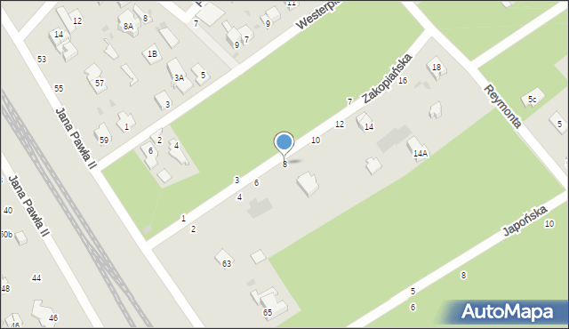 Otwock, Zakopiańska, 8, mapa Otwock