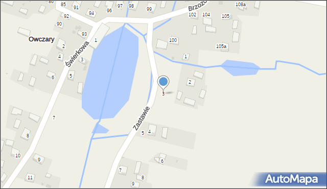 Owczary, Zastawie, 3, mapa Owczary