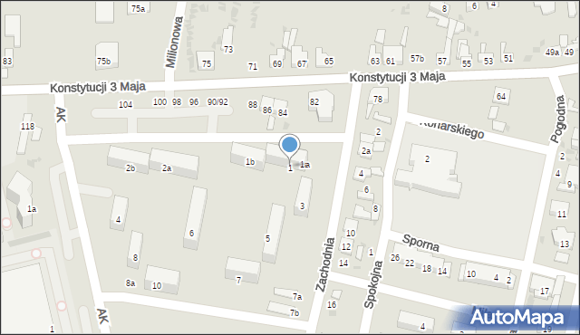 Ozorków, Zachodnia, 1, mapa Ozorków