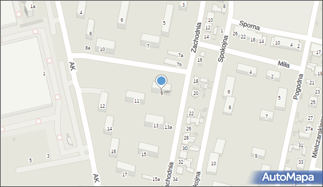 Ozorków, Zachodnia, 9, mapa Ozorków