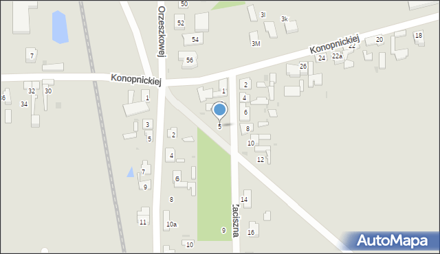 Ozorków, Zaciszna, 5, mapa Ozorków