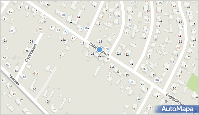 Ozorków, Zagajnikowa, 27, mapa Ozorków