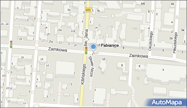 Pabianice, Zamkowa, 17, mapa Pabianic