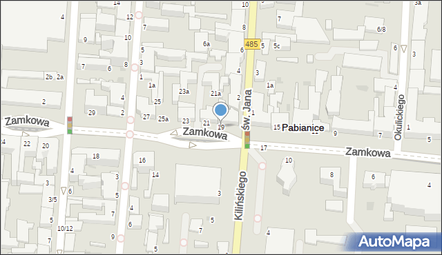 Pabianice, Zamkowa, 19, mapa Pabianic