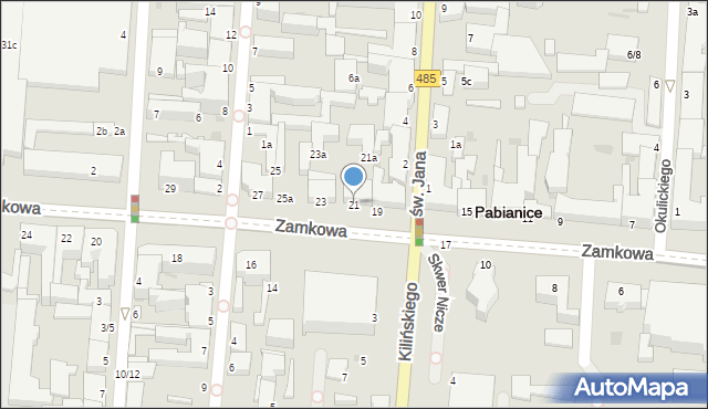 Pabianice, Zamkowa, 21, mapa Pabianic