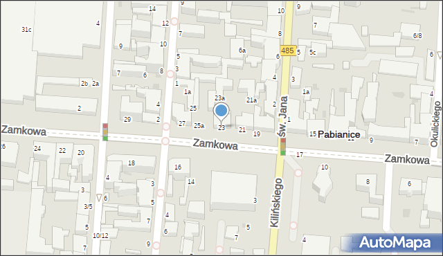Pabianice, Zamkowa, 23, mapa Pabianic