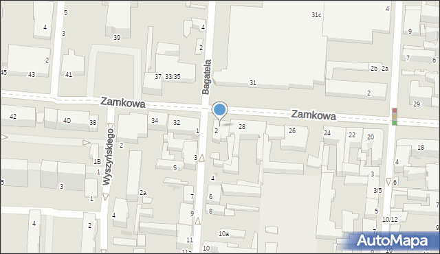 Pabianice, Zamkowa, 30, mapa Pabianic