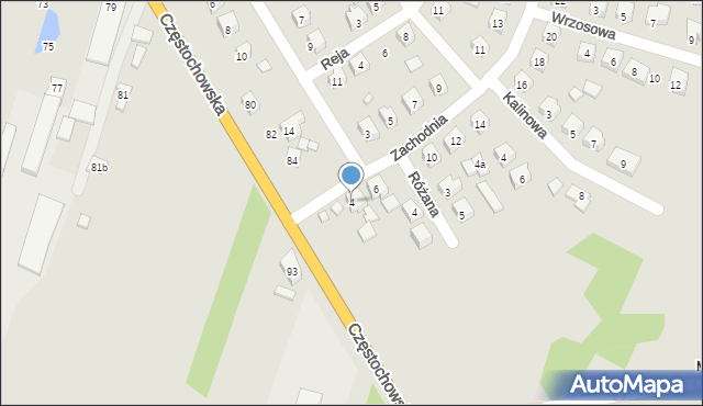 Pajęczno, Zachodnia, 4, mapa Pajęczno