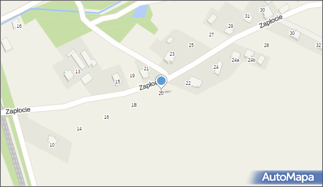 Pawłowice, Zapłocie, 20, mapa Pawłowice