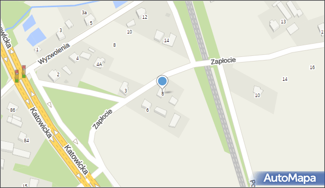 Pawłowice, Zapłocie, 8, mapa Pawłowice