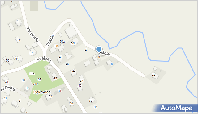 Pękowice, Zakole, 6, mapa Pękowice