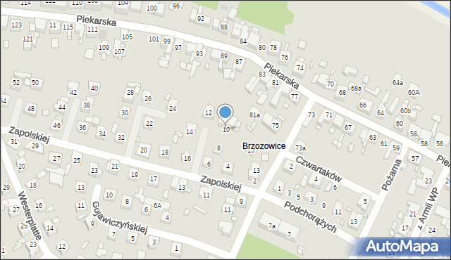 Piekary Śląskie, Zapolskiej Gabrieli, 10, mapa Piekary Śląskie