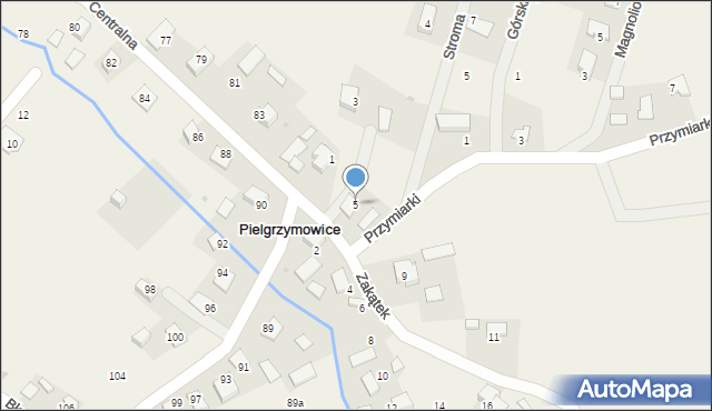 Pielgrzymowice, Zakątek, 5, mapa Pielgrzymowice
