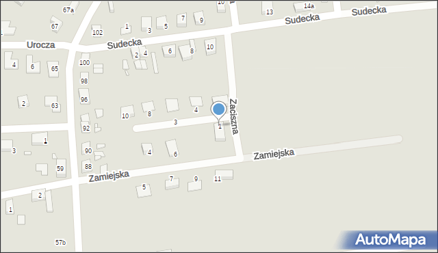 Pieńsk, Zaciszna, 1, mapa Pieńsk