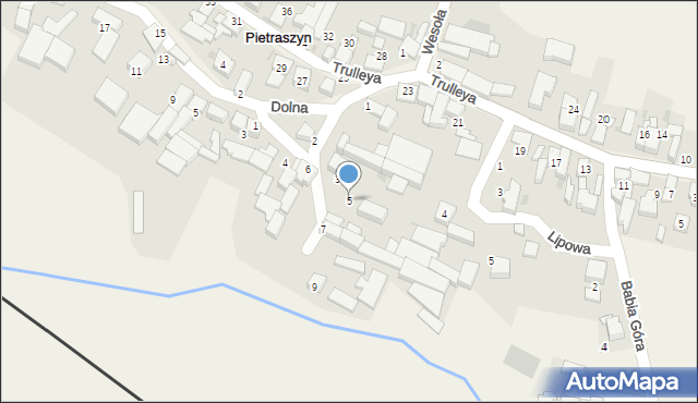 Pietraszyn, Zaciszna, 5, mapa Pietraszyn