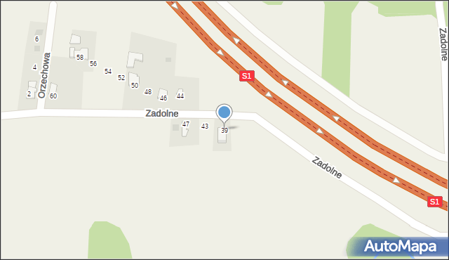 Pietrzykowice, Zadolne, 39, mapa Pietrzykowice