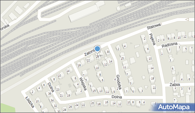 Piła, Zatorska, 26, mapa Piły