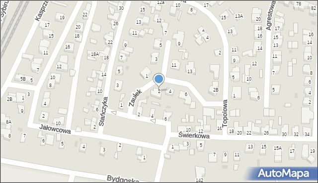 Piła, Zaułek, 2, mapa Piły