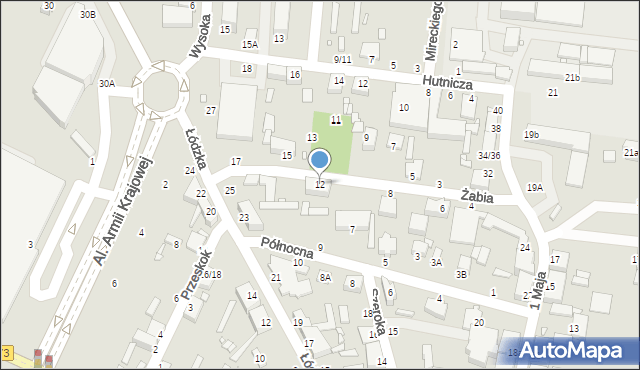 Piotrków Trybunalski, Żabia, 12, mapa Piotrków Trybunalski