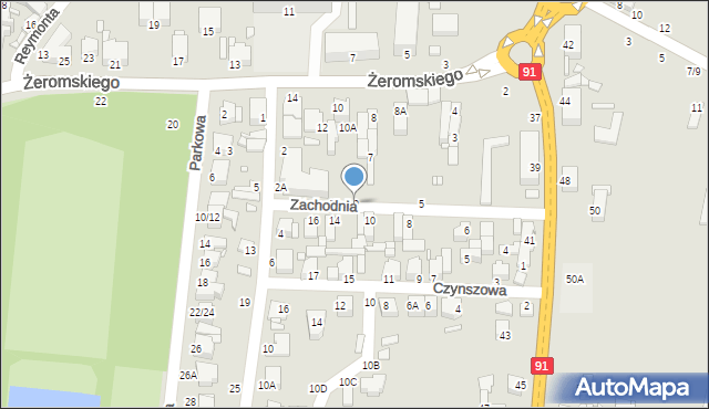 Piotrków Trybunalski, Zachodnia, 9, mapa Piotrków Trybunalski